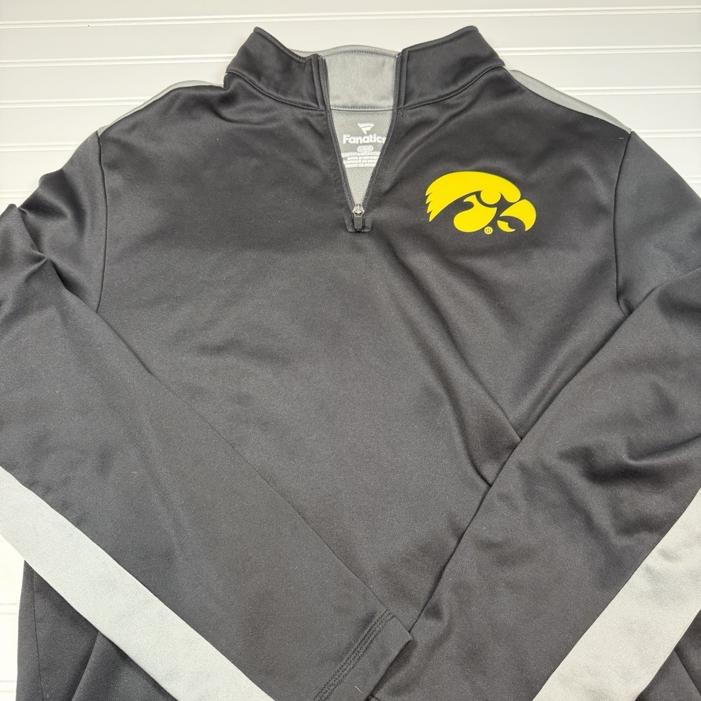 Fanatics Iowa Hawkeyes 1/4 Zip Fleece Pullover Men's Large‎ Black EUC